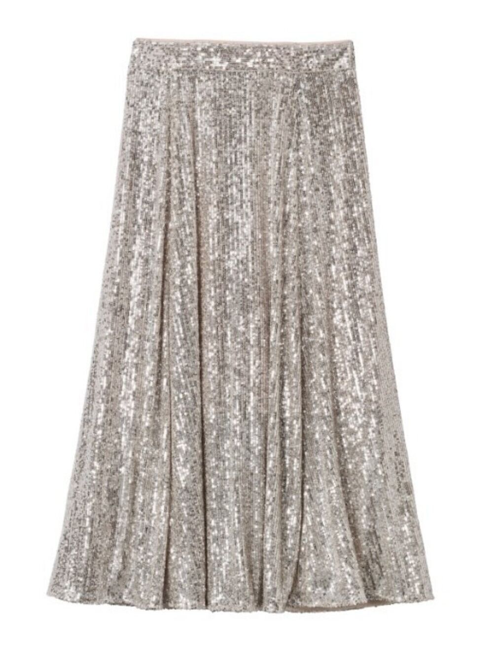 2X • Dex • Champagne Gold Sequin Midi Skirt
